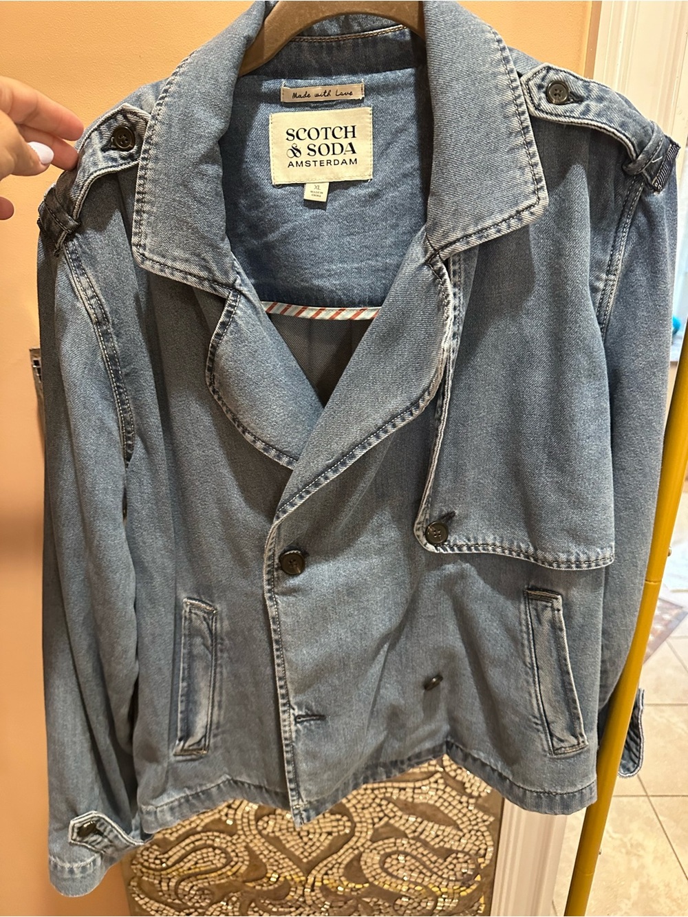Scotch & Soda Light Blue Denim Trench-Style Jacket